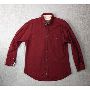 Woolrich Shirt Mens Medium Long Sleeve Button Wool Houndstooth Red Black